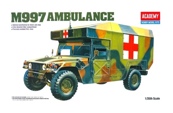 Збірна модель 1/35 Санітарний автомобіль HMMWV M997 Ambulance Academy 13243 детальное изображение Автомобили 1/35 Автомобили