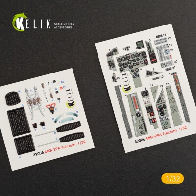 MiG-29A (9-12) &quot;Fulcrum&quot; 3D interior decal for kit Trumpeter 1/32 KELIK K32006 детальное изображение 3D Декали Афтермаркет