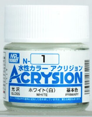 Water-based acrylic paint Acrysion White / White Mr.Hobby N1 детальное изображение Акриловые краски Краски