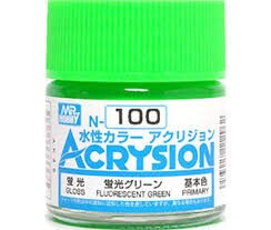 Water-based acrylic paint Acrysion Fluorescent Green Mr.Hobby N100 детальное изображение Акриловые краски Краски