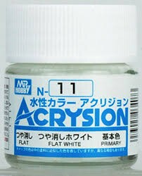 Акрилова фарба на водній основі Acrysion Flat White / Білий Матовий Mr.Hobby N11 детальное изображение Акриловые краски Краски