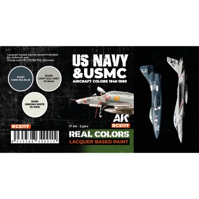Набір спиртових акрилових фарб ВМС США Літаки 1945-1980 рр АК-Інтерактив RCS 117 детальное изображение Наборы красок Краски