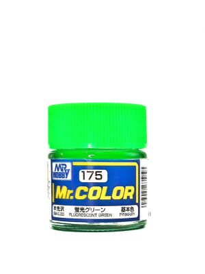 Fluorescent Green gloss, Mr. Color solvent-based paint 10 ml. (Флуоресцентный Зелёный глянцевый) детальное изображение Нитрокраски Краски