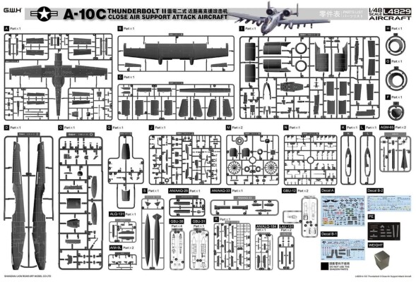 Збірна модель 1/48 Літак A-10C Thunderbolt II Great Wall Hobby L4829 детальное изображение Самолеты 1/48 Самолеты