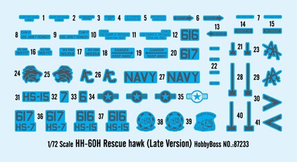 Scale model 1/72 American helicopter HH-60H Rescue hawk (late modification) HobbyBoss 87233 детальное изображение Вертолеты 1/72 Вертолеты