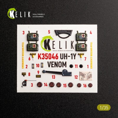 Bell UH-1 Y Venom 3D декаль интерьер для комплекта Trumpeter 1/35 KELIK K35046 детальное изображение 3D Декали Афтермаркет