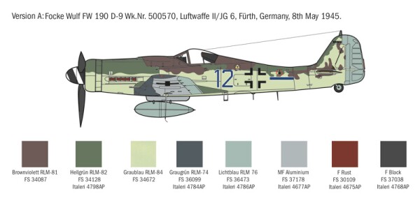 Збірна модель 1/72 Літак FW 190 D-9 Italeri 1312 детальное изображение Самолеты 1/72 Самолеты