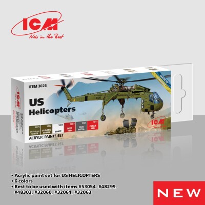 Acrylic Paint Set for Helicopters USA ICM 3026 детальное изображение Наборы красок Краски