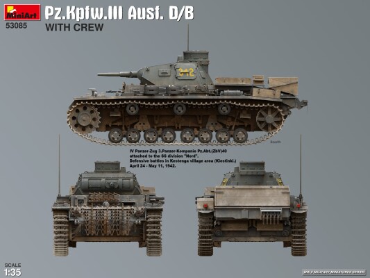 Збірна модель 1/48 Pz.Kpfw.III Ausf. B/D з екіпажем (2 фігури) MiniArt 53085 детальное изображение Бронетехника 1/35 Бронетехника