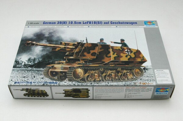 Збірна модель 1/35 Німецька САУ 39(H) 10.5cm LeFH18(Sf) auf Geschutzwagen Trumpeter 00353 детальное изображение Бронетехника 1/35 Бронетехника