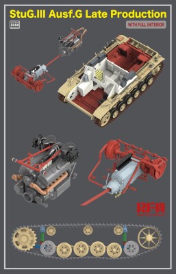 Збірна модель 1/35 САУ Штуг.III Ausf.G пізнього виробництва (повний інтер'єр) Rye Field Model RM-5088 детальное изображение Бронетехника 1/35 Бронетехника