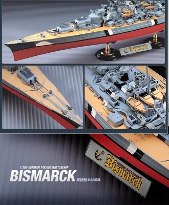 Збірна модель 1/350 Корабель Bismarck Academy 14109 детальное изображение Флот 1/350 Флот