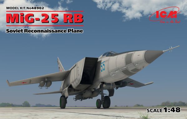 Сборная модель советского самолета-разведчика МиГ-25 РБ детальное изображение Самолеты 1/48 Самолеты