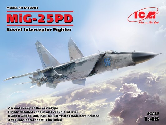 Сборная модель 1/48 Самолет МиГ-25 ПД ICM 48903 детальное изображение Самолеты 1/48 Самолеты