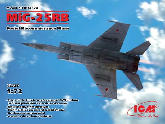 Збірна модель 1/72 Радянський літак-розвідник Mig-25 RB ICM 72173 детальное изображение Самолеты 1/72 Самолеты