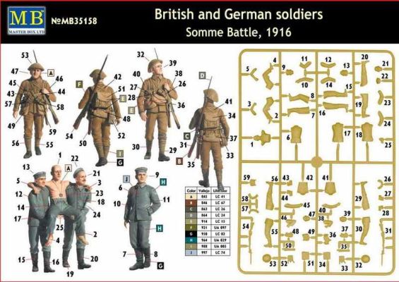 Британские и немецкие солдаты, битва на Сомме, 1916 г. детальное изображение Фигуры 1/35 Фигуры