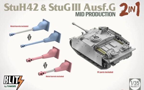 Scale model 1/35 self-propelled gun StuH42 StuG III Ausf Takom 8017 детальное изображение Бронетехника 1/35 Бронетехника