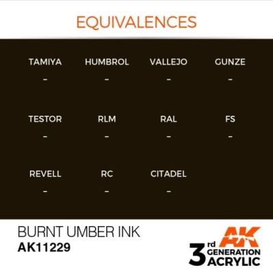 Acrylic paint BURNT UMBER / INK АК-Interactive AK11229 детальное изображение General Color AK 3rd Generation