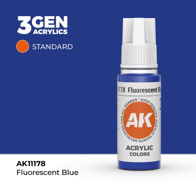 Акрилова фарба FLUORESCENT BLUE – STANDARD / СЯЮЧИЙ СИНІЙ  AK-interactive AK11178 детальное изображение General Color AK 3rd Generation