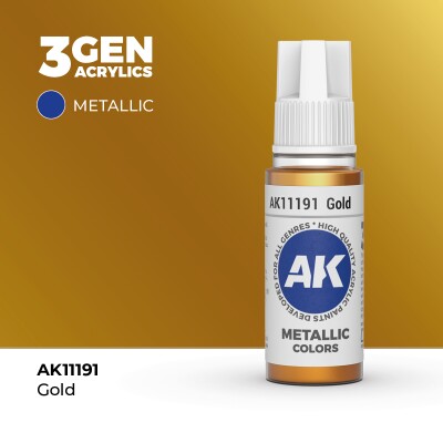 Акриловая краска GOLD METALLIC - ЗОЛОТОЙ МЕТАЛЛИК / INK АК-интерактив AK11191 детальное изображение Металлики и металлайзеры Модельная химия