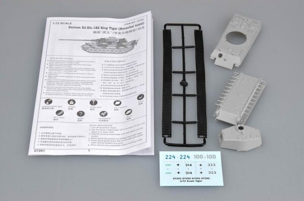 Сборная модель 1/72 Немецкий танк «Королевский тигр» (башня типа «Хеншель») Трумпетер 07201 детальное изображение Бронетехника 1/72 Бронетехника