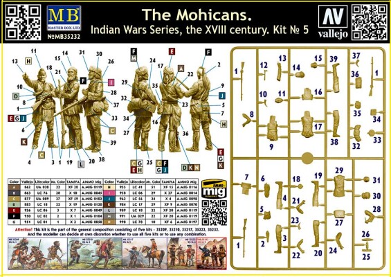 Збірна модель 1/35 Фігура Набір Мохікани - індіанські війни, XVIII століття MasterBox 35232 детальное изображение Фигуры 1/35 Фигуры