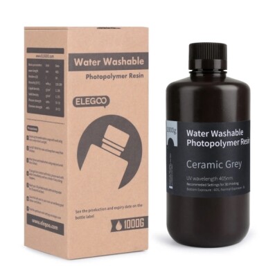 Фотополімерна смола ELEGOO Water Washable Resin "Ceramic Grey" (Керамічний сірий) 1кг детальное изображение Смола для 3D принтеров 3D печать