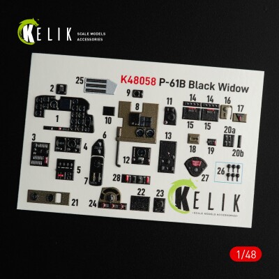 P-61B 'Black Widow' декаль інтер'єр для комплекту GWH 1/48 KELIK K48058 детальное изображение 3D Декали Афтермаркет