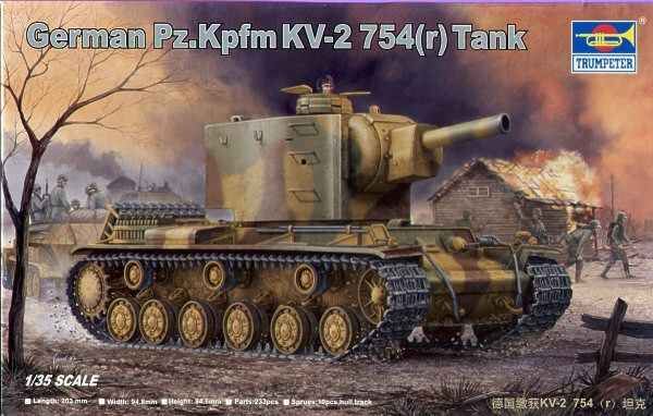 Сборная модель 1/35 Немецкий трофейный танк КВ-2 754(r) Трумпетер 00367 детальное изображение Бронетехника 1/35 Бронетехника