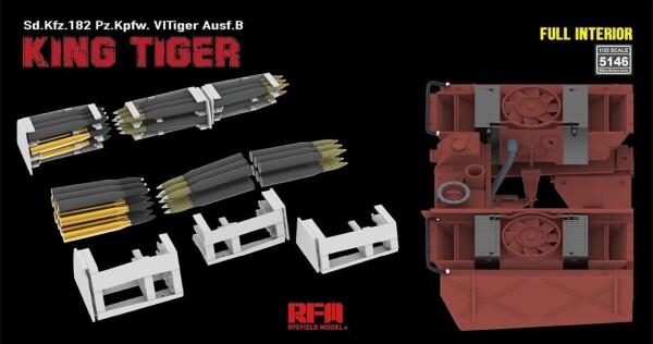 Сборная модель 1/35 Танк Sd.Kfz.182 Pz.Kpfw. VI Tiger Ausf.B Королевский тигр, полный интерьер РФМ детальное изображение Бронетехника 1/35 Бронетехника