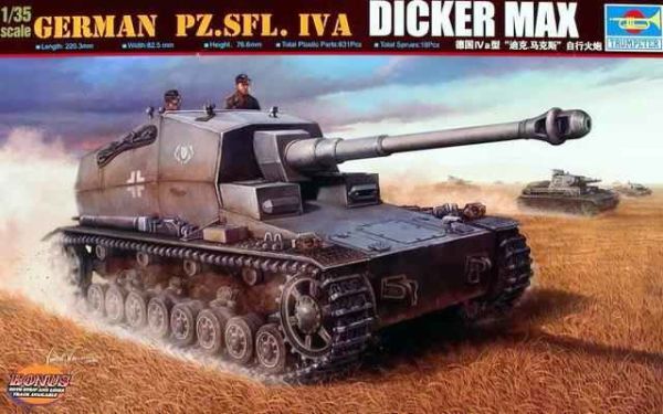 Збірна модель 1/35 Німецька протитанкова зброя Pz.Sfl.IVa &quot;Dicker Max&quot; Trumpeter 00348 детальное изображение Бронетехника 1/35 Бронетехника