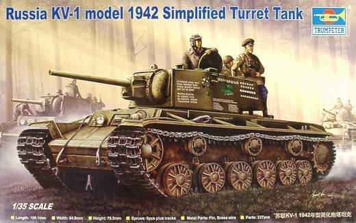 Сборная модель 1/35 Танк с упрощенной башней КВ-1 модель1942 г. Трумпетер 00358 детальное изображение Бронетехника 1/35 Бронетехника