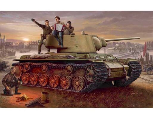 Сборная модель 1/35 Советский танк КВ-1 образца 1942 с легкой литой башней Трумпетер 00360 детальное изображение Бронетехника 1/35 Бронетехника