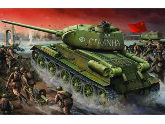Сборная модель Советского танка T-34/85 1944 года выпуска детальное изображение Бронетехника 1/16 Бронетехника