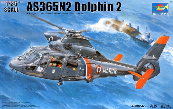 Сборная модель 1/35 Фрацузкий многоцелевой вертолёт AS365N2 Dolphin 2 Трумпетер 05106 детальное изображение Вертолеты 1/35 Вертолеты