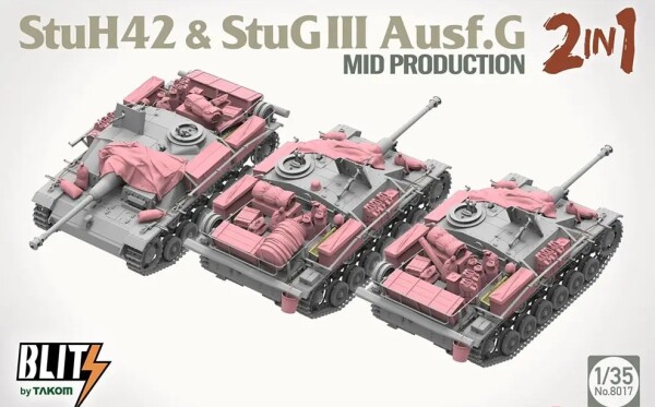 Сборная модель 1/35 САУ StuH42 StuG III Ausf Takom 8017 детальное изображение Бронетехника 1/35 Бронетехника