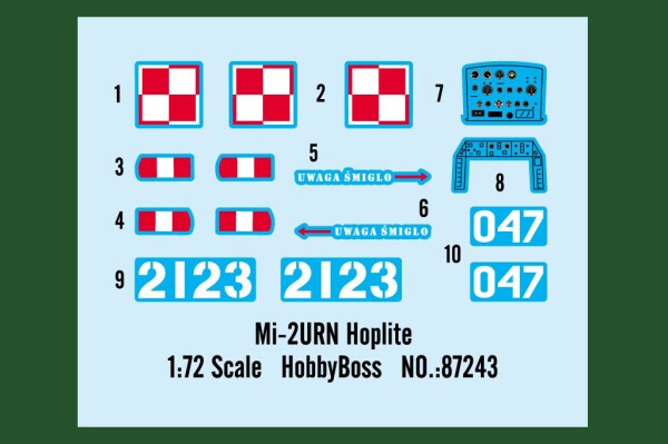 Сборная модель 1/72 Вертолёт Ми-2 УРН ХоббиБосс 87243 детальное изображение Вертолеты 1/72 Вертолеты