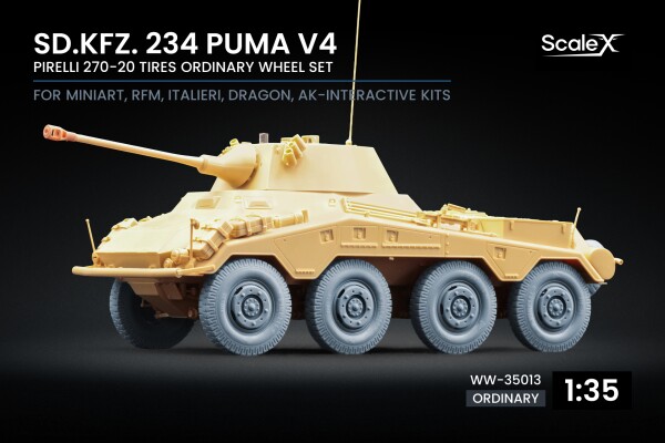 Набір колес для Sd.Kfz. 234 Puma v4 від Dragon, Miniart, RFM, Italeri, AK Interactive ScaleX WW-35013 детальное изображение Колёса Афтермаркет