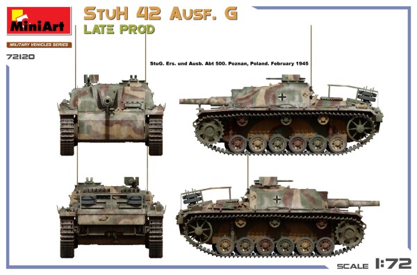 Сборная модель 1/72 САУ StuH 42 Ausf. G Позднее производство MiniArt 72120 детальное изображение Бронетехника 1/72 Бронетехника