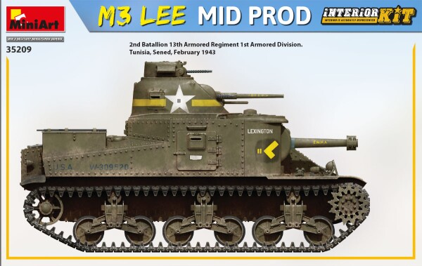 Збірна модель 1/35 Танк M3 Lee Mid Prod. з інтер'єром Miniart 35209 детальное изображение Бронетехника 1/35 Бронетехника