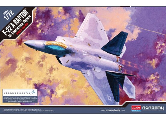 Збірна модель 1/72 Винищувач F-22A Raptor Academy 12423 детальное изображение Самолеты 1/72 Самолеты