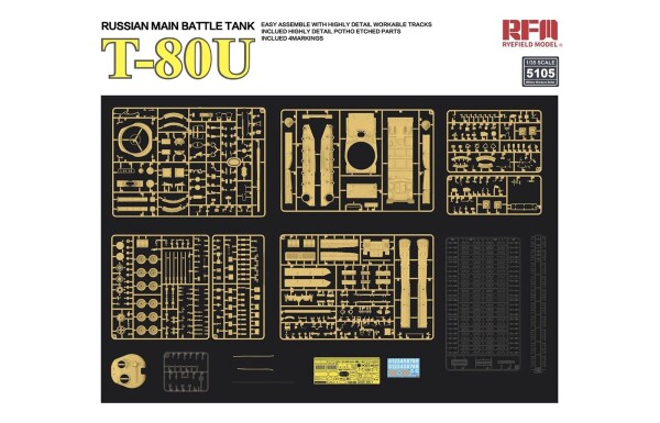 Збірна модель 1/35 Танк T-80U RFM RM-5105 детальное изображение Бронетехника 1/35 Бронетехника