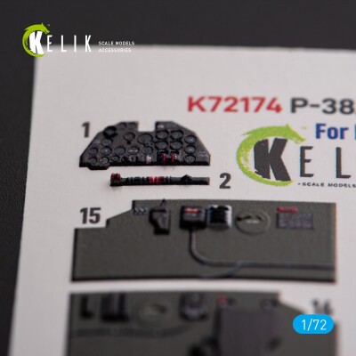 P-38J &quot;Lightning&quot; 3D декаль интерьер для комплекта Italeri/Academy 1/72 КЕЛИК K72174 детальное изображение 3D Декали Афтермаркет