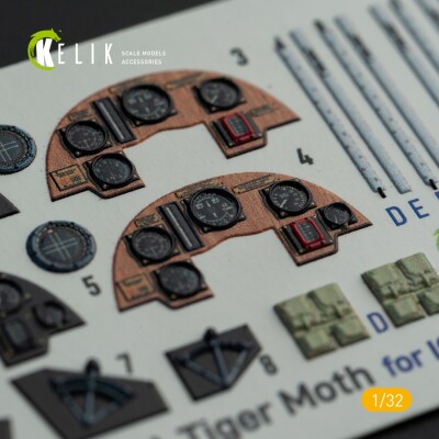 Dh.81a Tiger Moth 3D декаль интерьер с 3D-печатными деталями для комплекта ICM 1/32 КЕЛИК K32022 детальное изображение 3D Декали Афтермаркет