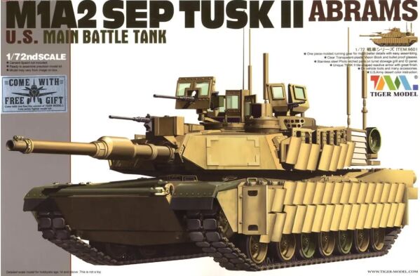 Сборная модель 1/72 Американский танк М1А2 SEP TUSK II Абрамс Тайгер Модел 9601 детальное изображение Бронетехника 1/72 Бронетехника