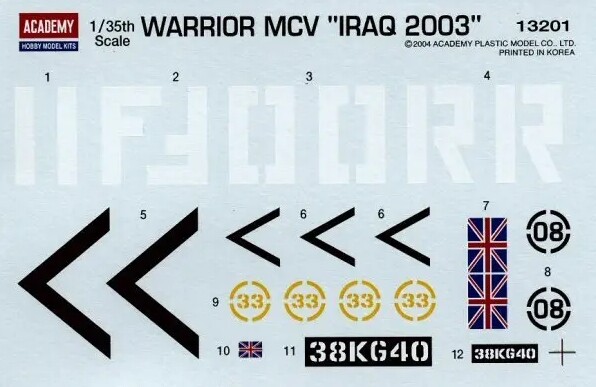 Збірна модель 1/35 БМП WARRIOR MCV &quot;IRAQ 2003&quot; Academy 13201 детальное изображение Бронетехника 1/35 Бронетехника