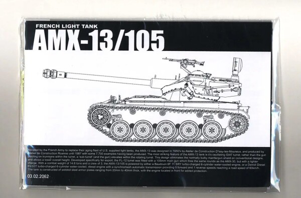 Сборная модель 1/35 Французский легкий танк AMX-13/105 (2в1) Таком 2062 детальное изображение Бронетехника 1/35 Бронетехника