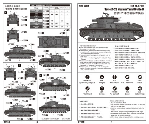 Сборная модель 1/72 Советский средний танк Т-28 (сварной) Трумпетер 07150 детальное изображение Бронетехника 1/72 Бронетехника