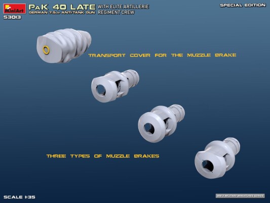 Сборная модель 1/35 Немецкая пушка 7.5 PaK 40 позднего выпуска с экипажем MiniArt 53013 детальное изображение Артиллерия 1/35 Артиллерия