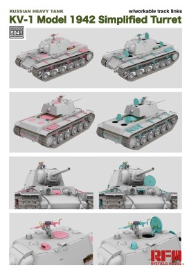 Збірна модель 1/35 Танк КВ-1 (спрощена вежа) зразка 1942 Rye Field Model RM-5041 детальное изображение Бронетехника 1/35 Бронетехника